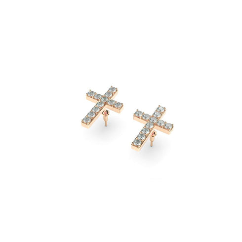 Gesegnet | Roségold Vermeil | CZ Diamant Kreuz Ohrringe